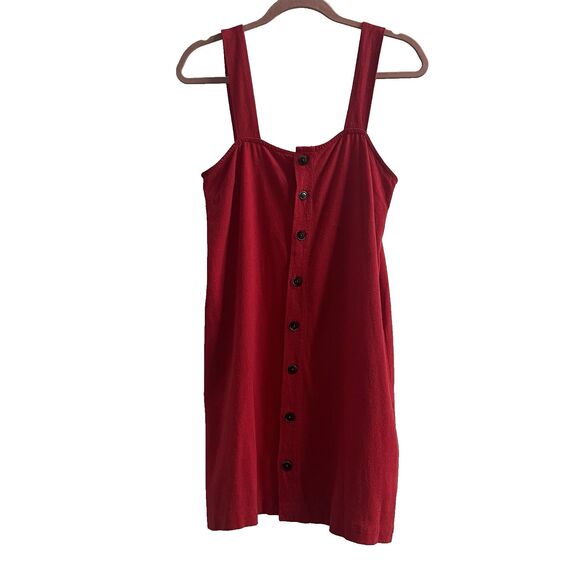 Urban Outfitters Cooperative Red Button Front Linen Cotton Mini Dress Size Small - Picture 1 of 6